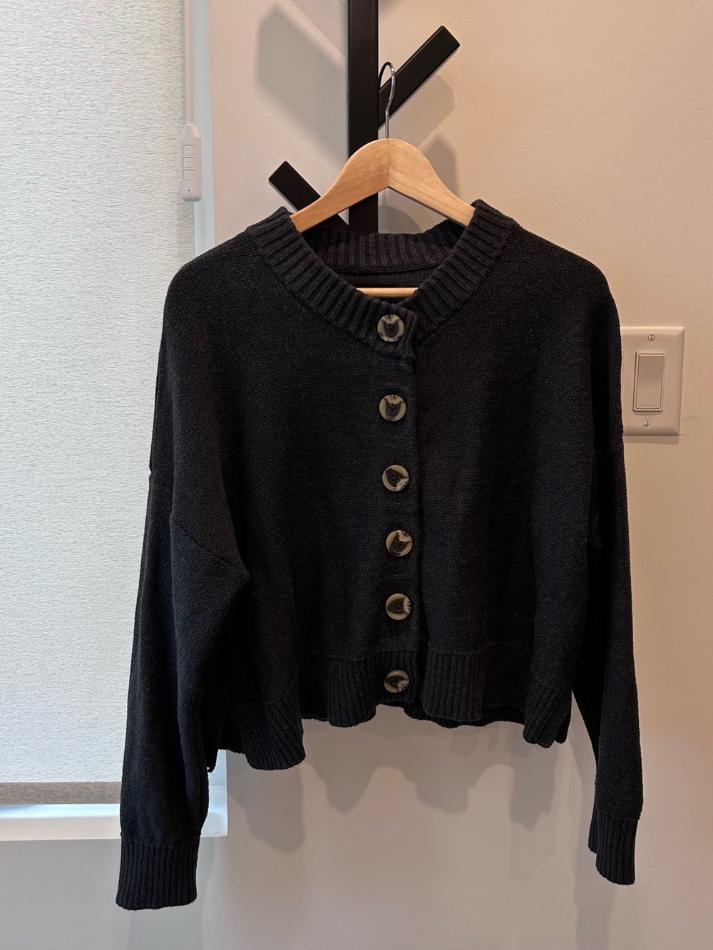 Cropped Button-Front Cardigan